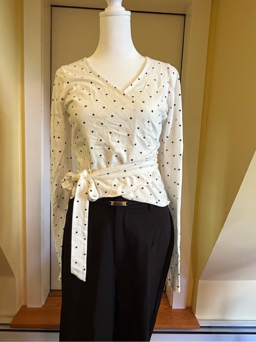 Out From Under Polka Dot  Bec Long Sleeve Ballet Wrap Top